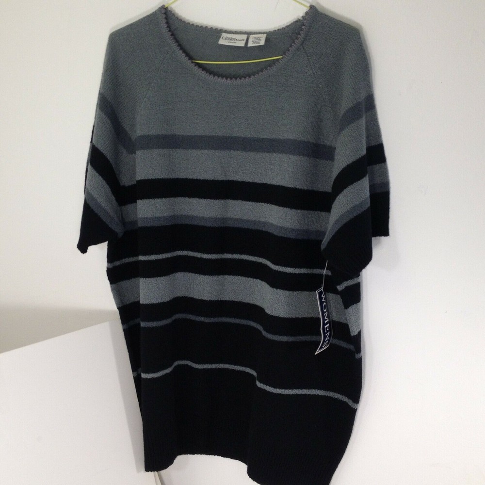 Vintage Modern Essentials Womens Sweater Top Black Grey NEW Size 16-18